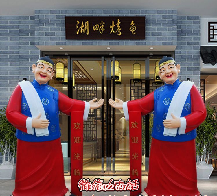 玻璃鋼精美彩繪迎賓雕塑，為您的酒店門口增添藝術氣息