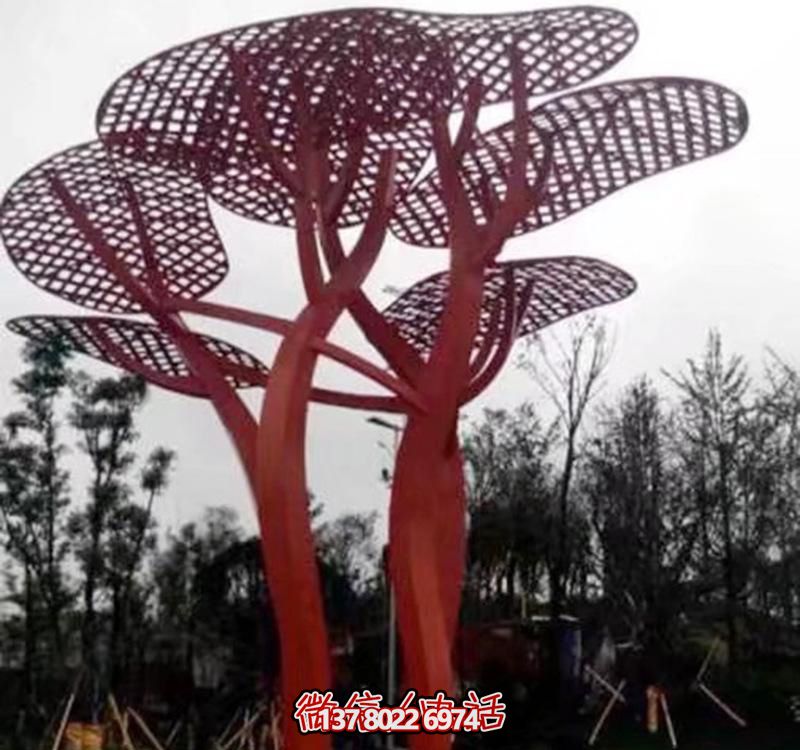 兒童安全游樂園，不銹鋼網格樹雕塑裝置