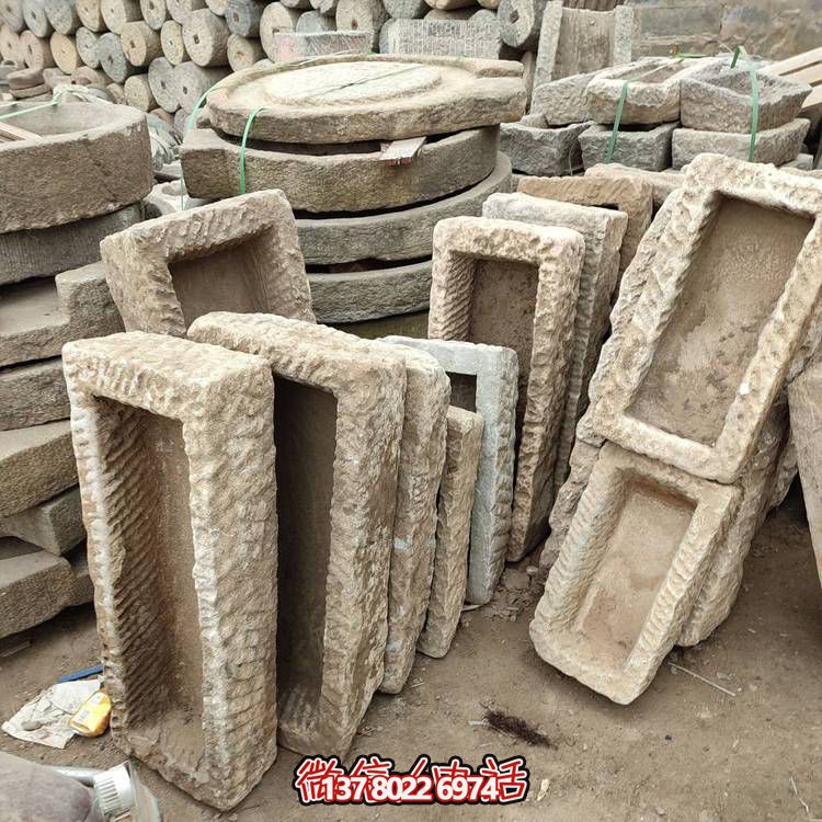 經(jīng)典石雕老石槽，點(diǎn)綴青石園林景觀