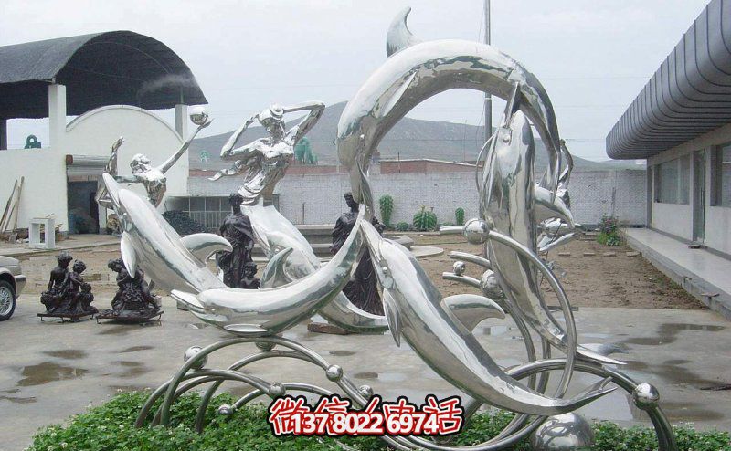 一群活躍海豚，為游樂園帶來更多樂趣——不銹鋼海豚雕塑
