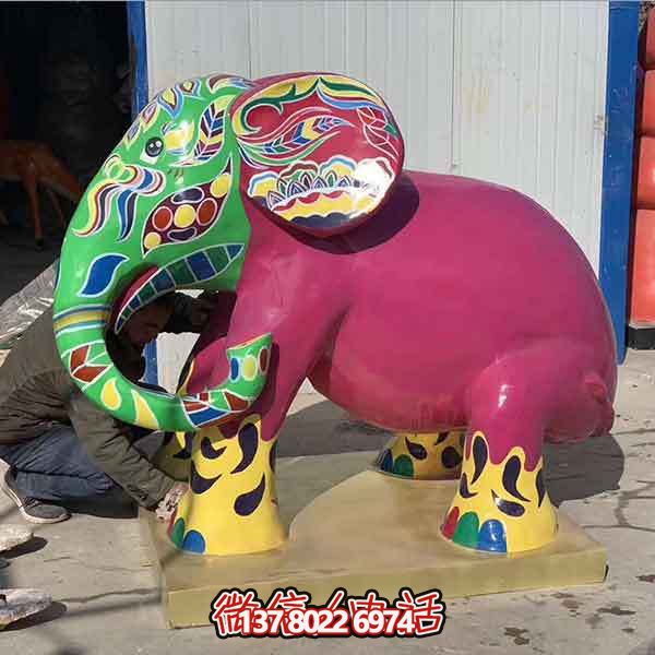 玻璃鋼雕塑大象，彩繪園林景觀(guān)
