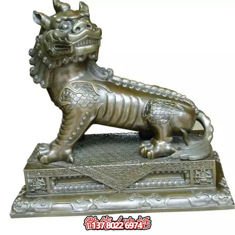 小型不銹鋼神麒麟雕塑，裝點庭院