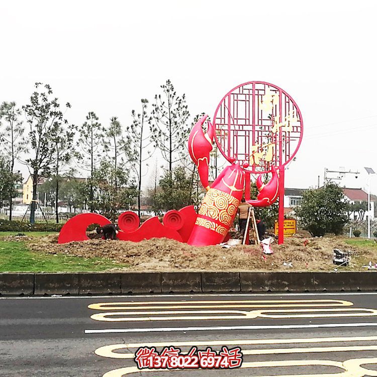 大型玻璃鋼龍蝦模型雕塑，裝飾城市街道邊