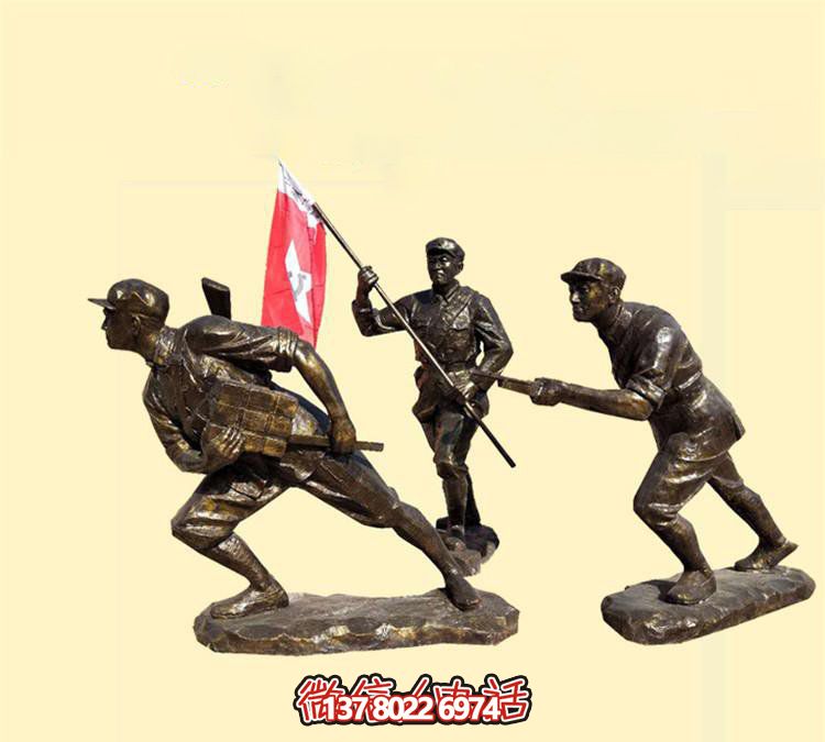 玻璃鋼八路軍雕塑，創意奔跑廣場裝飾
