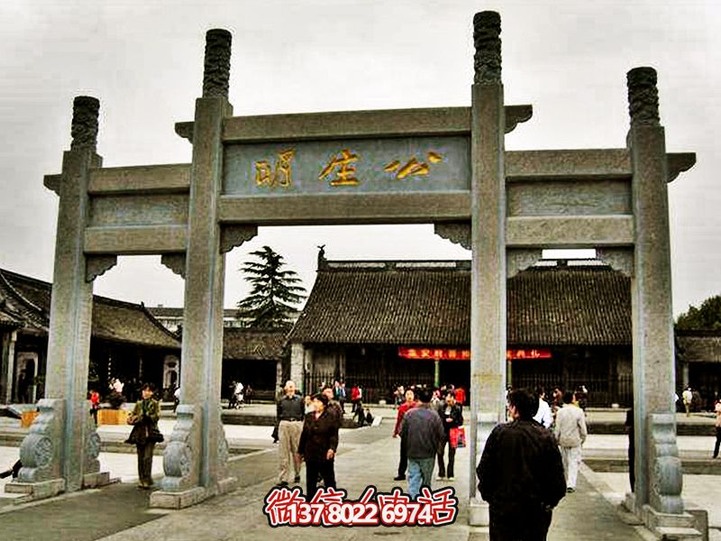 景點(diǎn)寺廟簡易石柱三門牌坊 景點(diǎn)寺廟簡易石柱三門牌坊
